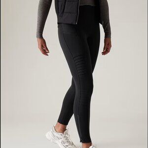 Athleta Delancey Moto Tight Legging Black Large Pockets Zippers tights leggings